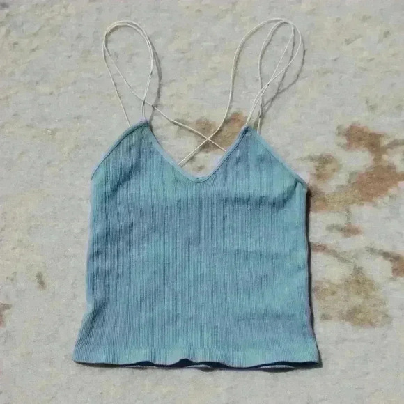 FULL TILT Ribbed Cropped Super Stretchy Elastic Strap Beachy Tank Top Women S - Picture 1 of 8